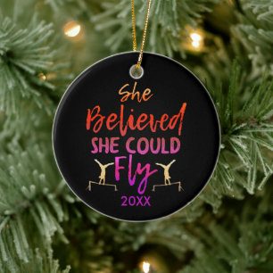 Girls Uneven Bars Gymnast - Believed She Could Fly Ceramic Ornament