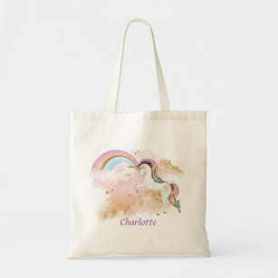 Girl's Unicorn and Rainbow Tote Bag