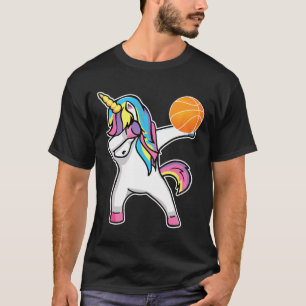 Girls Unicorn Dabbing Bysketbyll Player Fun Bbylle T-Shirt