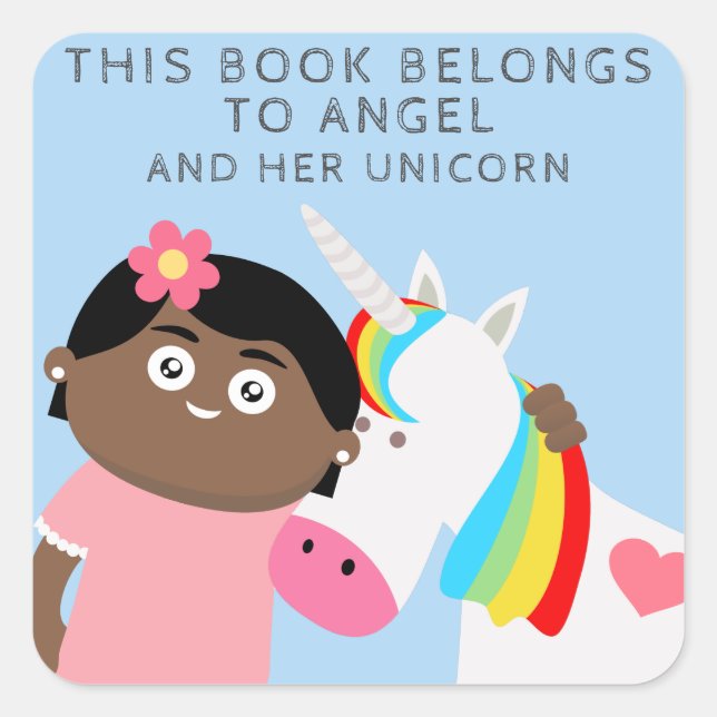 Girls Unicorn Square Sticker (Front)