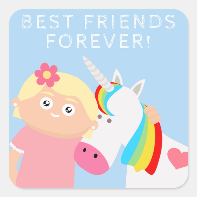 Girls Unicorn Square Sticker (Front)