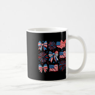 Girls Usa Flag Fireworks Bows Patriotic 4th Of Jul Coffee Mug