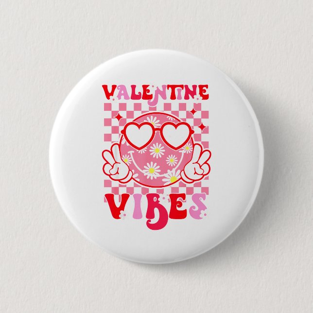 Girls Valentines Day Cute Smile Face Valentine Vib 6 Cm Round Badge (Front)