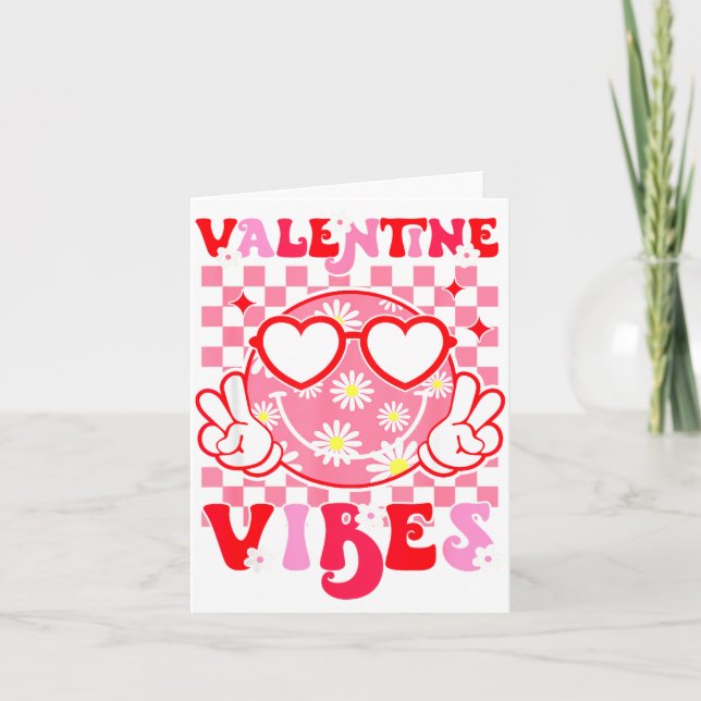 Girls Valentines Day Cute Smile Face Valentine Vib Card (Front)