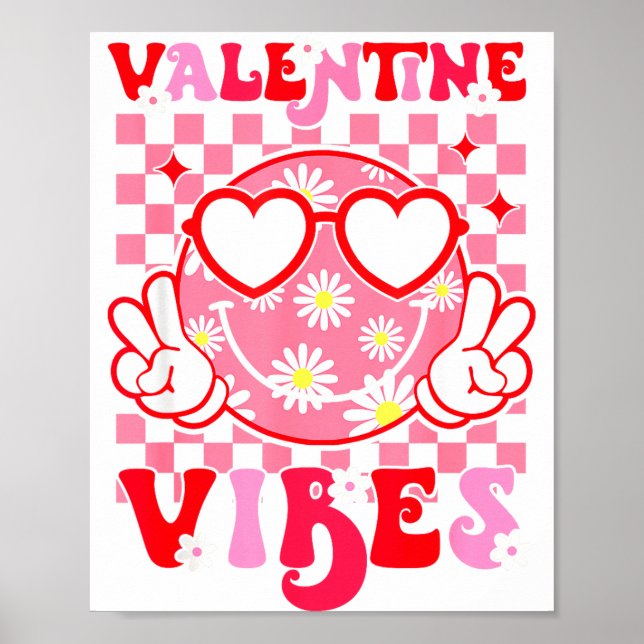 Girls Valentines Day Cute Smile Face Valentine Vib Poster (Front)