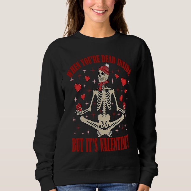 Girls Valentines Day Hearts Love Skeleton Skulls Sweatshirt (Front)