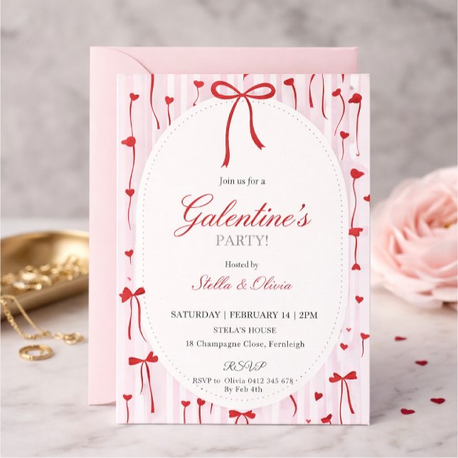 Girls Valentine's Day Invite Pink & Red (Creator Uploaded)