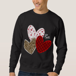 Girls Valentines Days Hearts Love Leopard Red Plai Sweatshirt