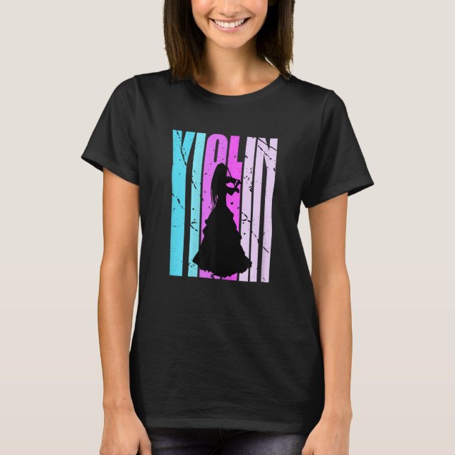 Girls Violin Silhouette Daughter Female Violinist  T-Shirt (Front)