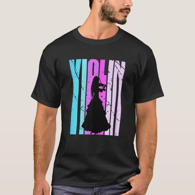 Girls Violin Silhouette Daughter Female Violinist  T-Shirt (Front)