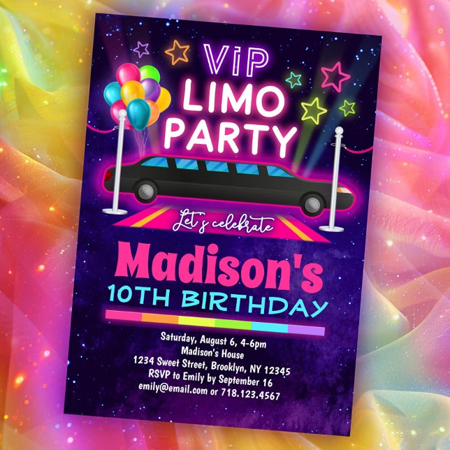 Girls VIP Limo Birthday Party Invitation (Creator Uploaded)