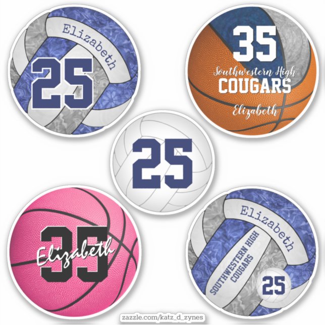 girls volleyball & basketball variety set of 5 (Front)