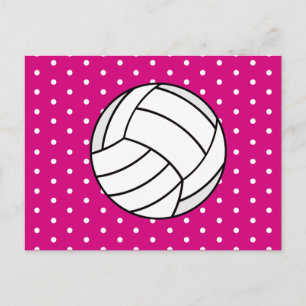 Girl's Volleyball Birthday Postcard Invite - Pink
