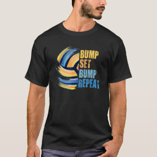 Girls Volleyball Bump Set Spike Repeat Blue Purple T-Shirt