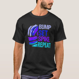 Girls Volleyball Bump Set Spike Repeat Blue Purple T-Shirt
