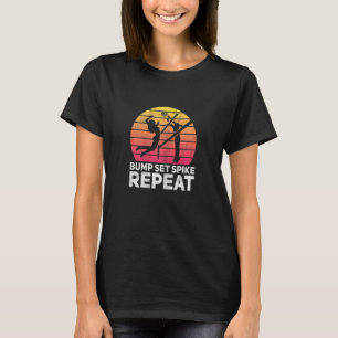 Girls Volleyball Bump Set Spike Repeat Retro Vinta T-Shirt
