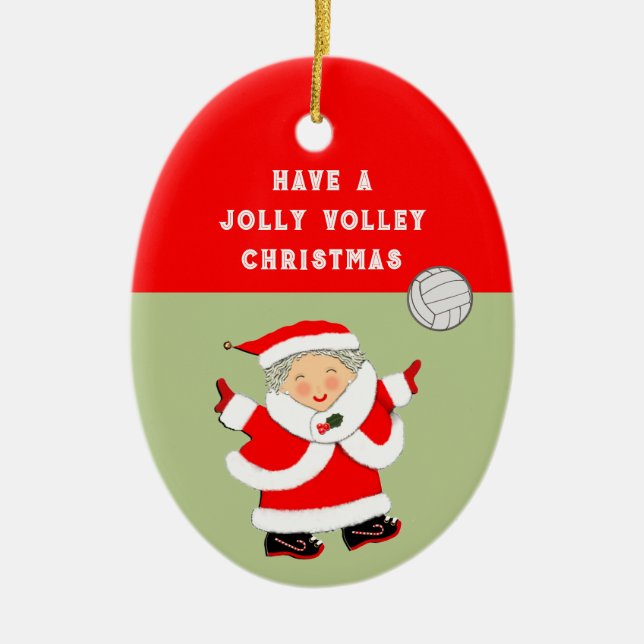Girls Volleyball Christmas Collectable Ceramic Ornament (Front)
