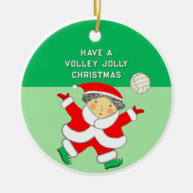 Girls Volleyball Christmas Collectable Ceramic Ornament (Front)