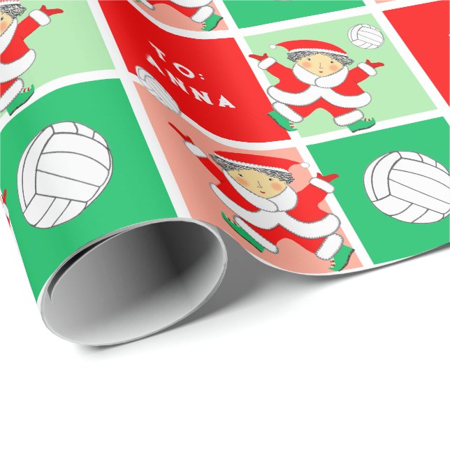 Girls Volleyball Christmas Wrapping Paper (Roll Corner)
