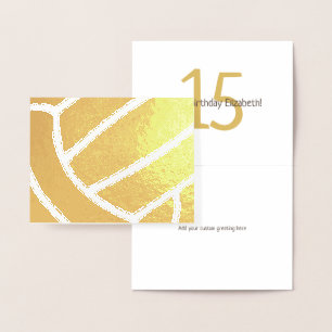 Girl's volleyball happy birthday gold foil card