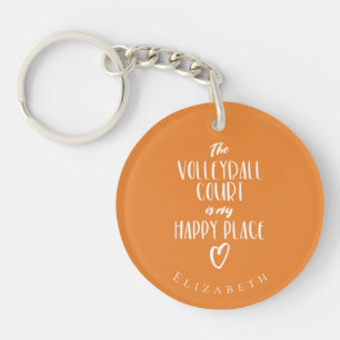 girls volleyball my happy place typography key ring