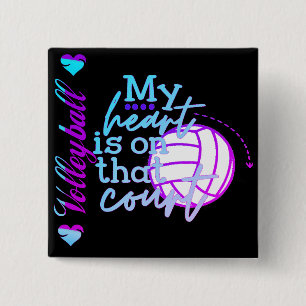 Girls Volleyball My Heart is on that Court     15 Cm Square Badge
