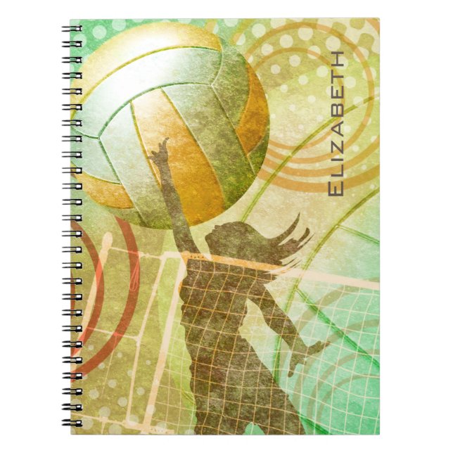 Girls' volleyball sunny gold personalised  notebook (Front)