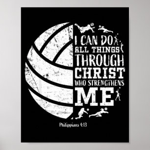Girls Volleyball Teen Christian Verse Small Poster