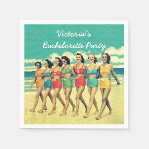 Girls walking down the beach napkins