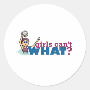 Girls Water Polo Classic Round Sticker