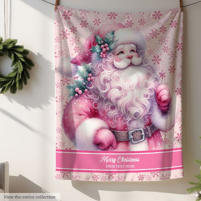 Girls Watercolor Pink Santa Blanket Pinkmas (Girls Watercolor Pink Santa Blanket Pinkmas)