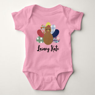 Girls Watercolor Plaid Floral Turkey Baby Bodysuit