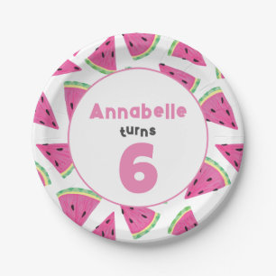 Girls Watermelon Birthday Party Paper Plate