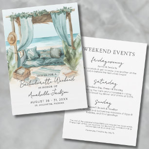Girls Weekend Blue Beach Bachelorette Party Invitation