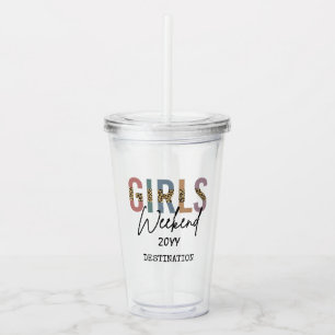 Girls Weekend Cheetah Print Girls trip getaway Acrylic Tumbler