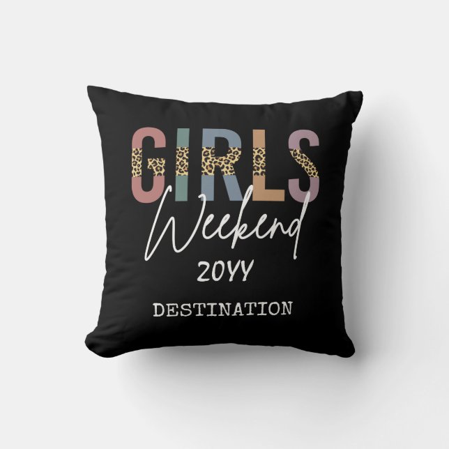 Girls Weekend Cheetah Print Girls trip getaway Cushion (Front)