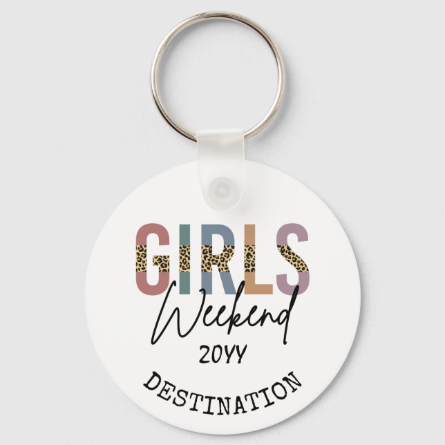 Girls Weekend Cheetah Print Girls trip getaway Key Ring (Front)