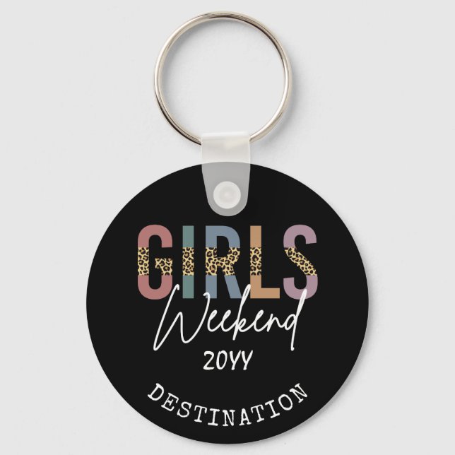 Girls Weekend Cheetah Print Girls trip getaway Key Ring (Front)