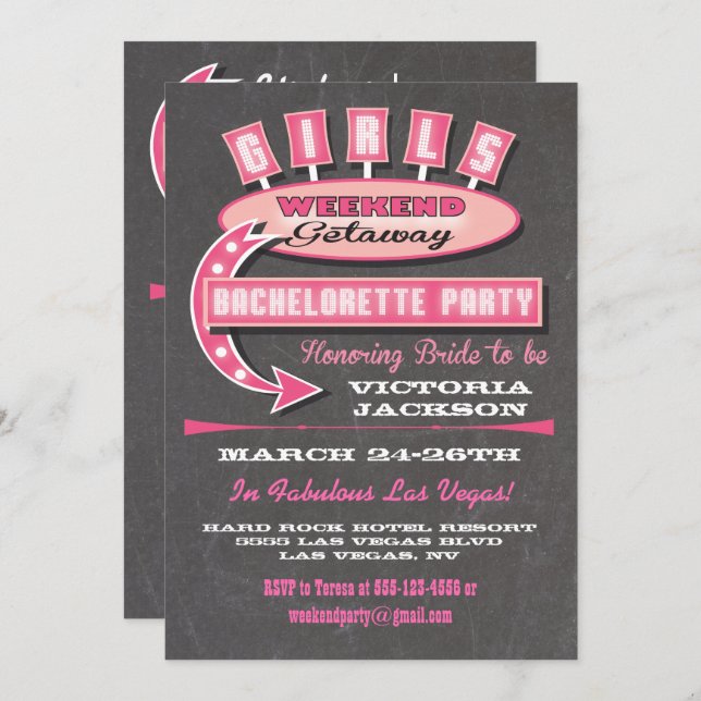 Girls Weekend getaway itinerary Invitations (Front/Back)