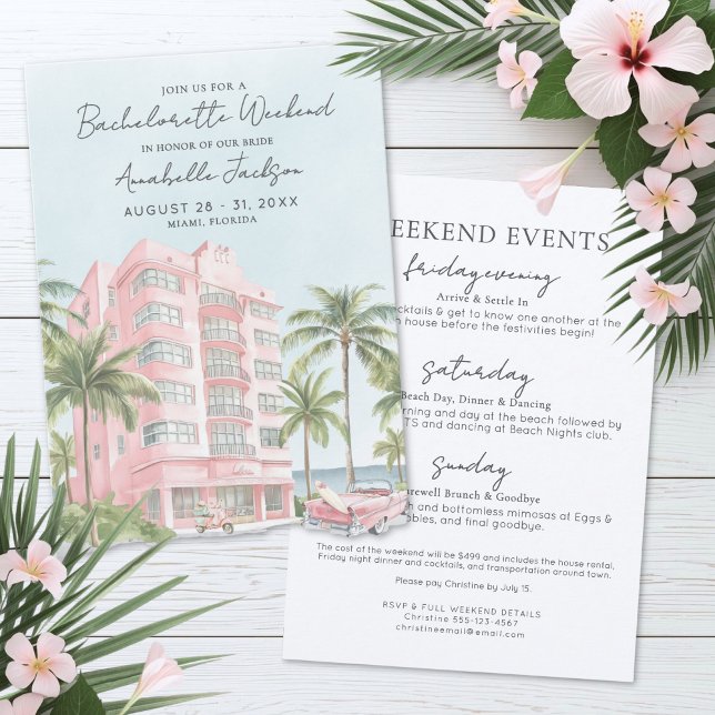 Girls Weekend Miami Beach Bachelorette Party Invitation (Girls Weekend Miami Beach Bachelorette Party Invitation)
