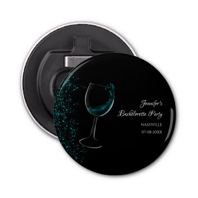 Girls weekend mocktail bachelorette party blue bottle opener (Front)