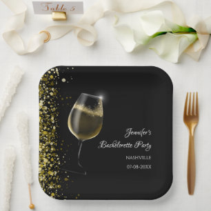 Girls weekend mocktail bachelorette party gold pap paper plate