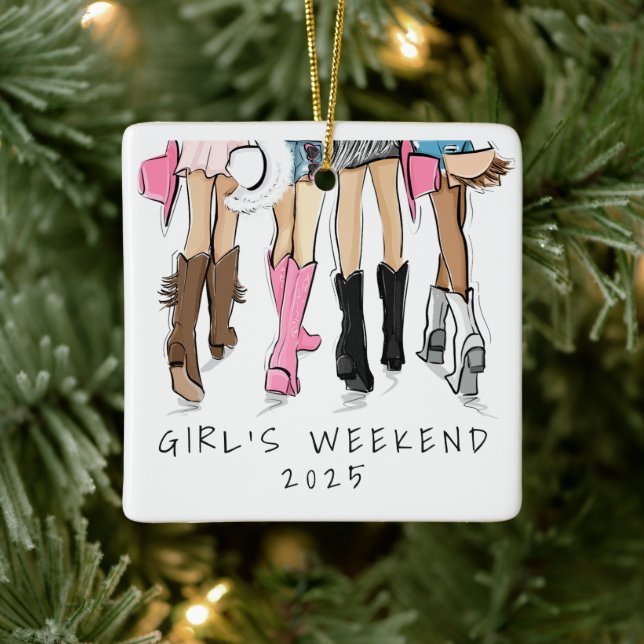 Girls Weekend Nashville Fashion Illustration Gift Ceramic Ornament (Tree)