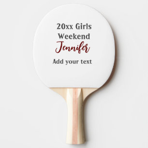 Girls weekend party add name text city simple mini ping pong paddle