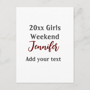 Girls weekend party add name text city simple mini postcard