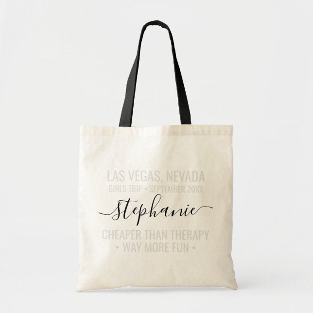 Girls Weekend Personalised Cheaper than Therapy Tote Bag (Front)
