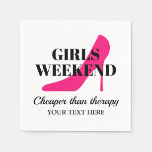 Girls weekend pink stiletto cocktail party napkin
