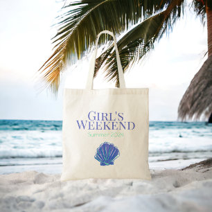Girls Weekend / Shell Custom Name Travel Beach  Tote Bag