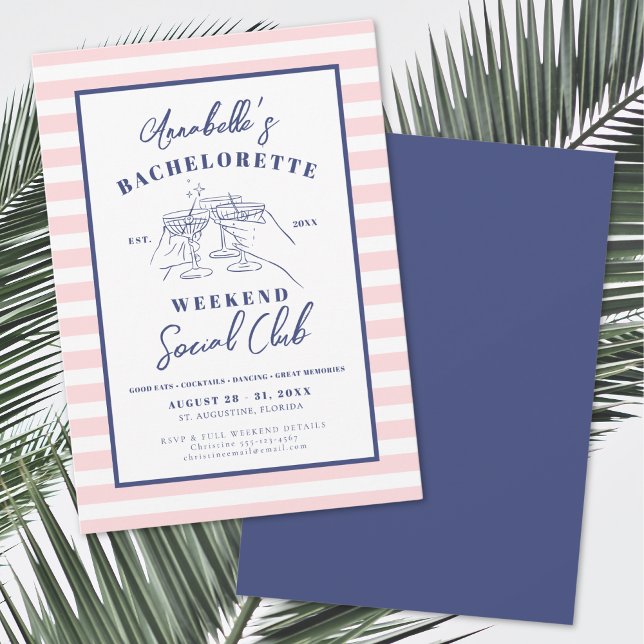 Girls Weekend Social Club Bachelorette Party Invitation (Social Club Vintage Bachelorette Party Invitation)