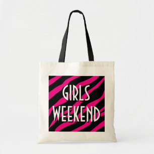 Girls weekend tote bag   pink & black zebra print